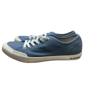 SeaVees Blue Canvas Monterey Sneaker Standard Shoes Size 7